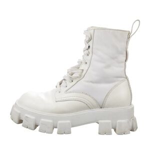 Prada monolith white leather combat boots men